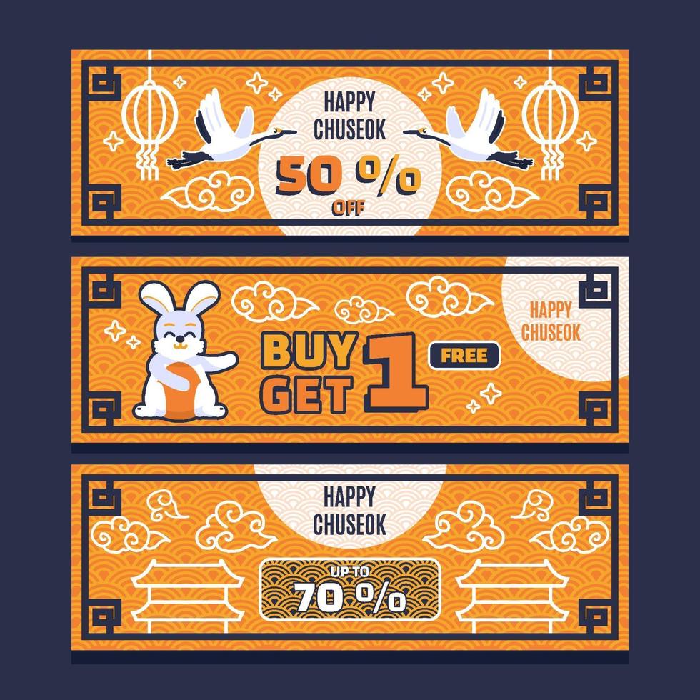 Chuseok Sale Banner Collections vector