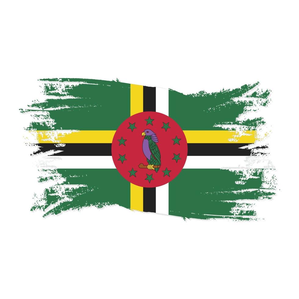 Bandera de dominica con ilustración de vector de diseño de estilo de pincel de acuarela