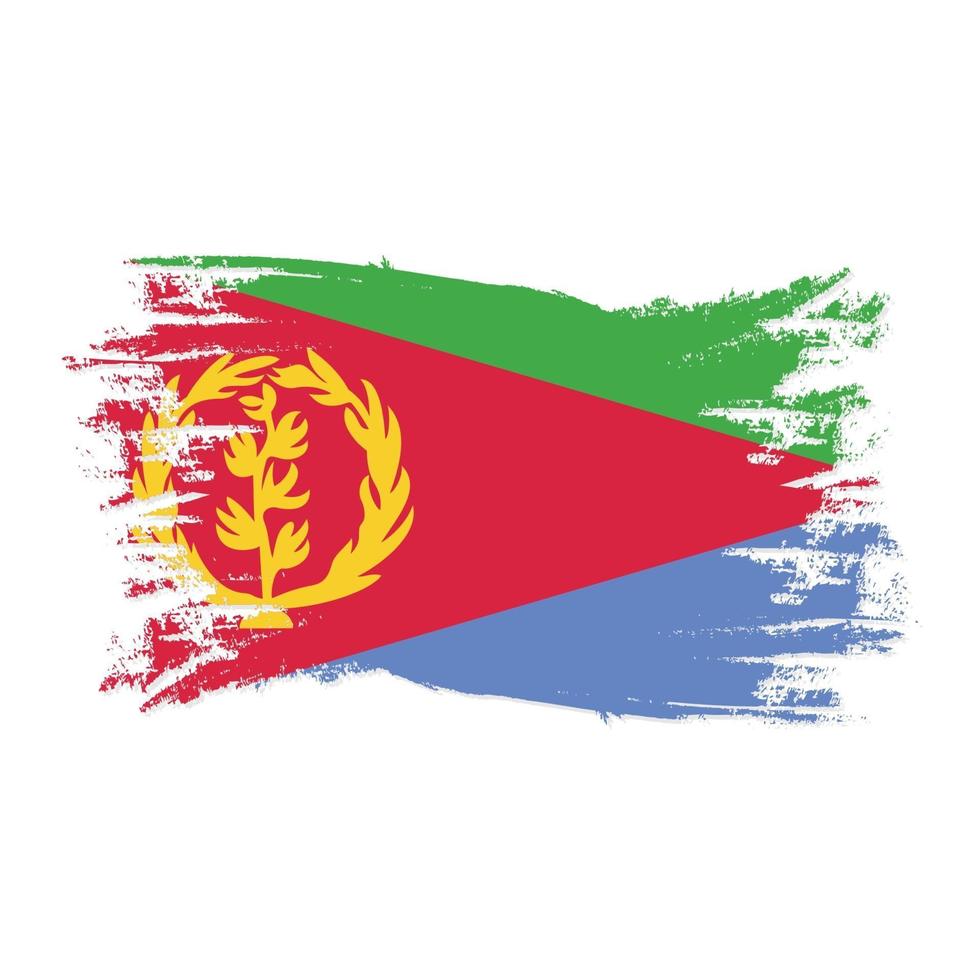 Bandera de eritrea con ilustración de vector de diseño de estilo de pincel de acuarela