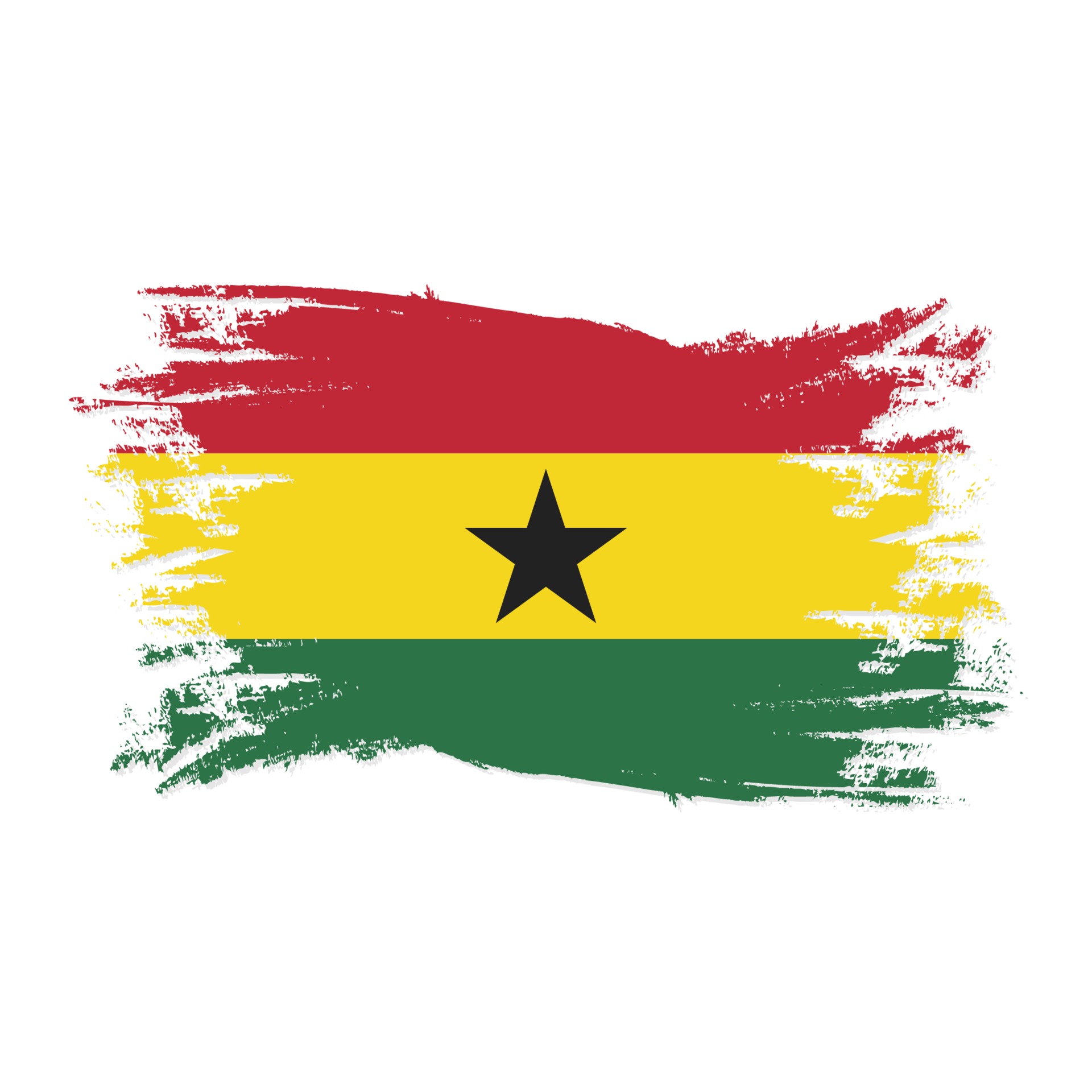 Ghana Flag With Watercolor Brush style design vector Illustration