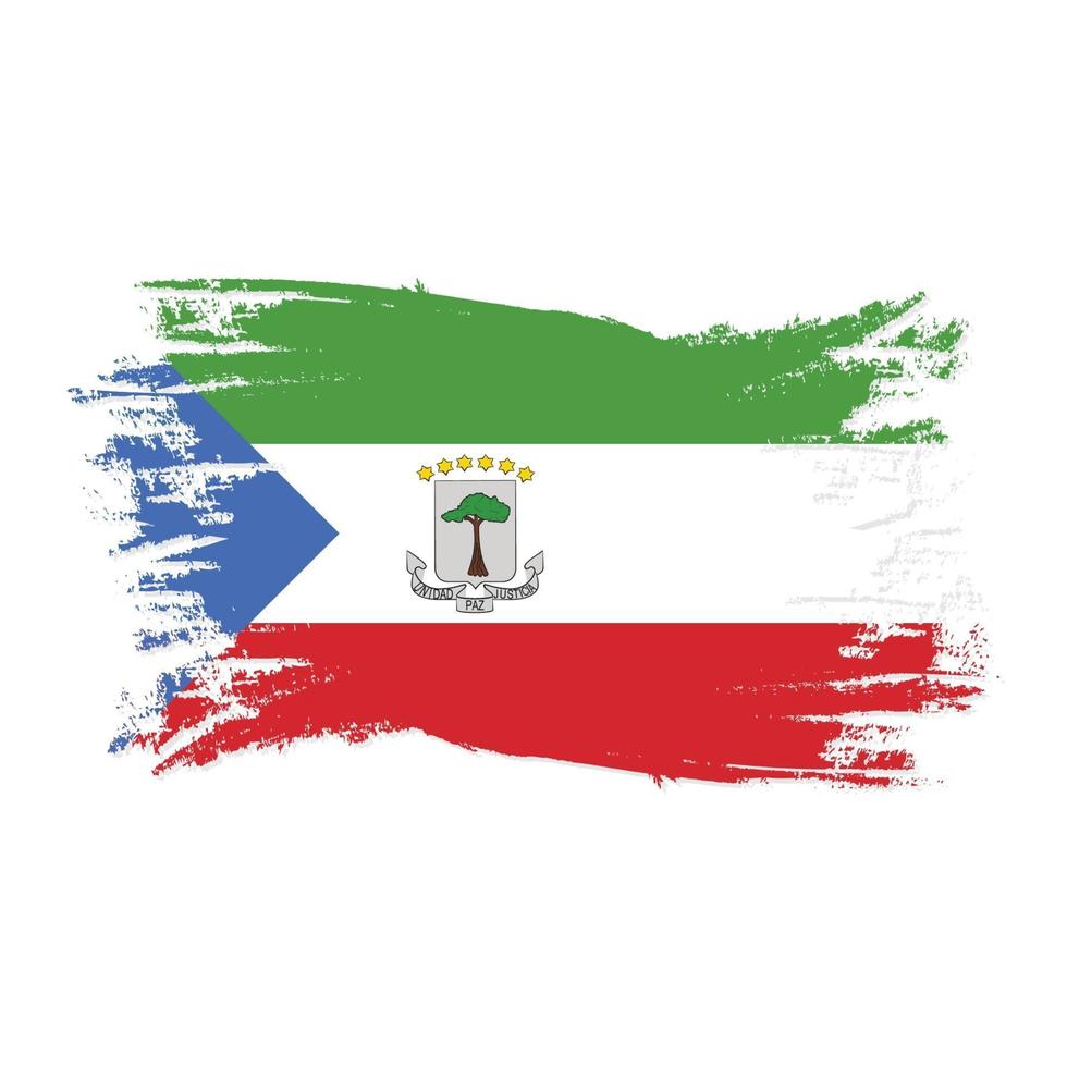 Equatorial Guinea Flag With Watercolor Brush style design vector