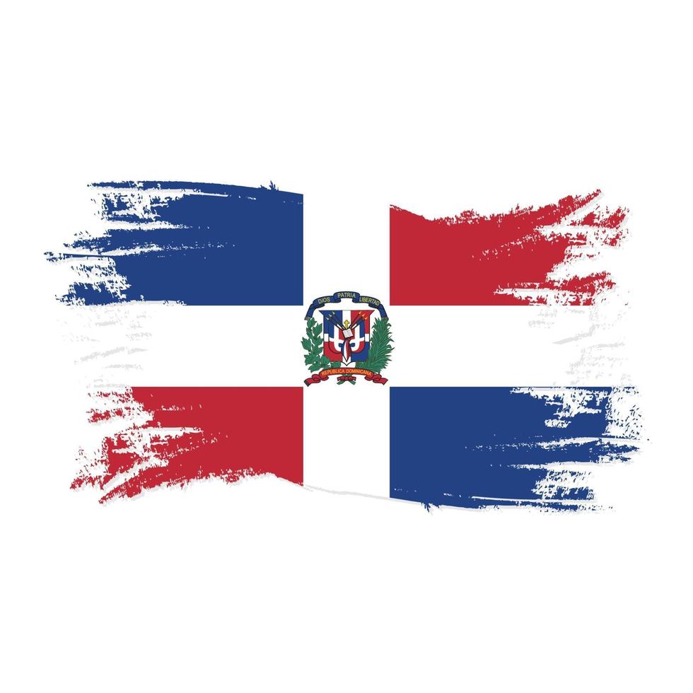 bandera de república dominicana con vector de estilo de pincel de acuarela