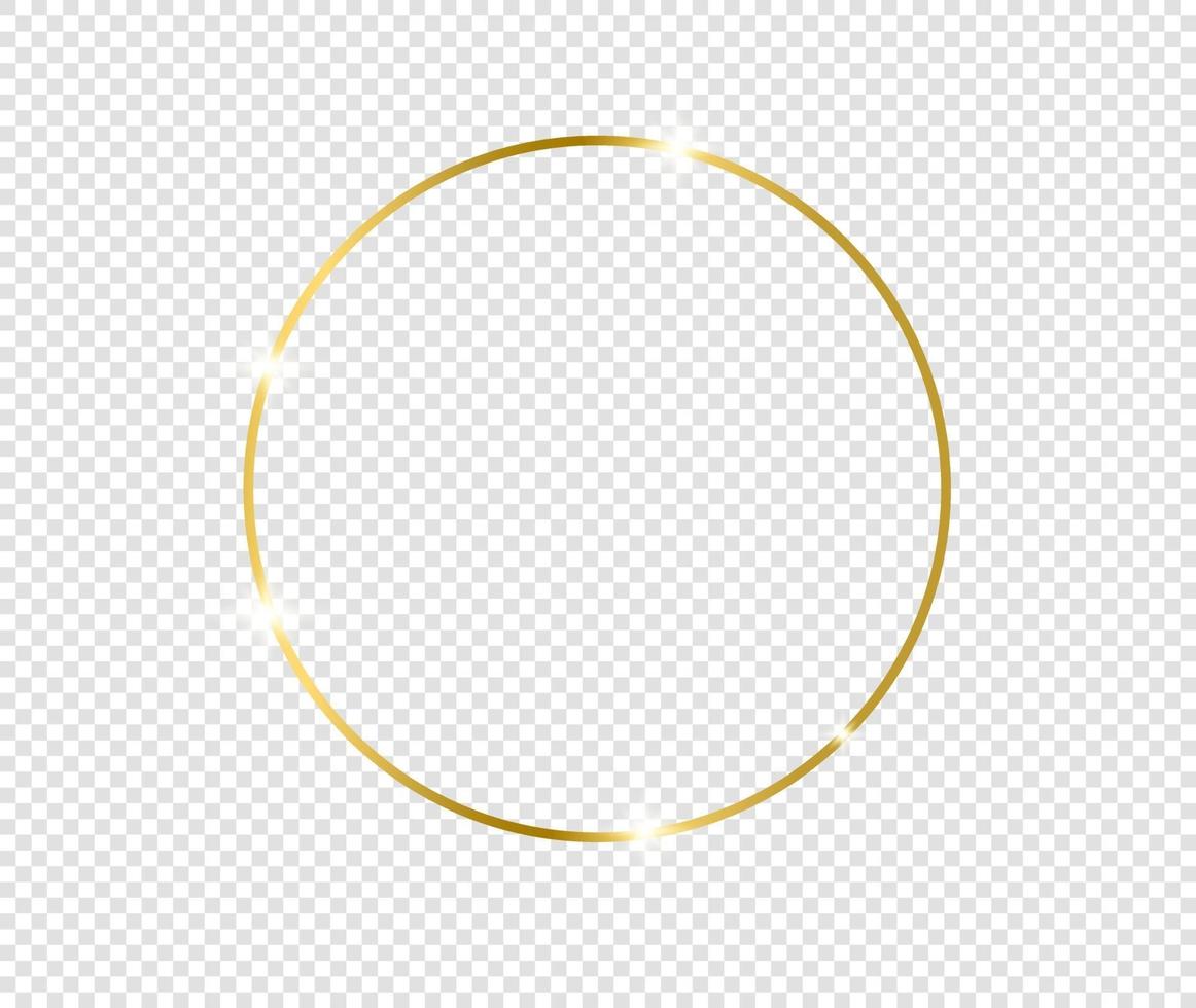 Gold shiny glowing frame with shadows. Golden luxury realistic vector