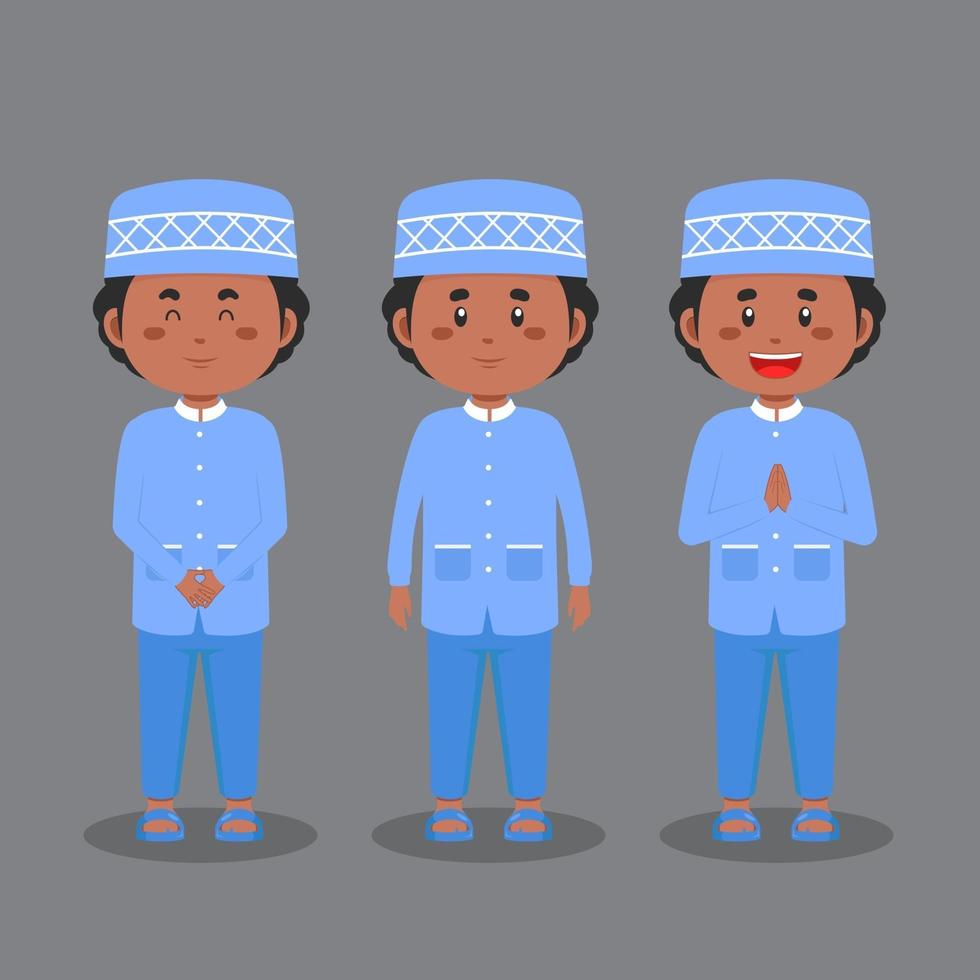 Muslim Character with Various Expression vector