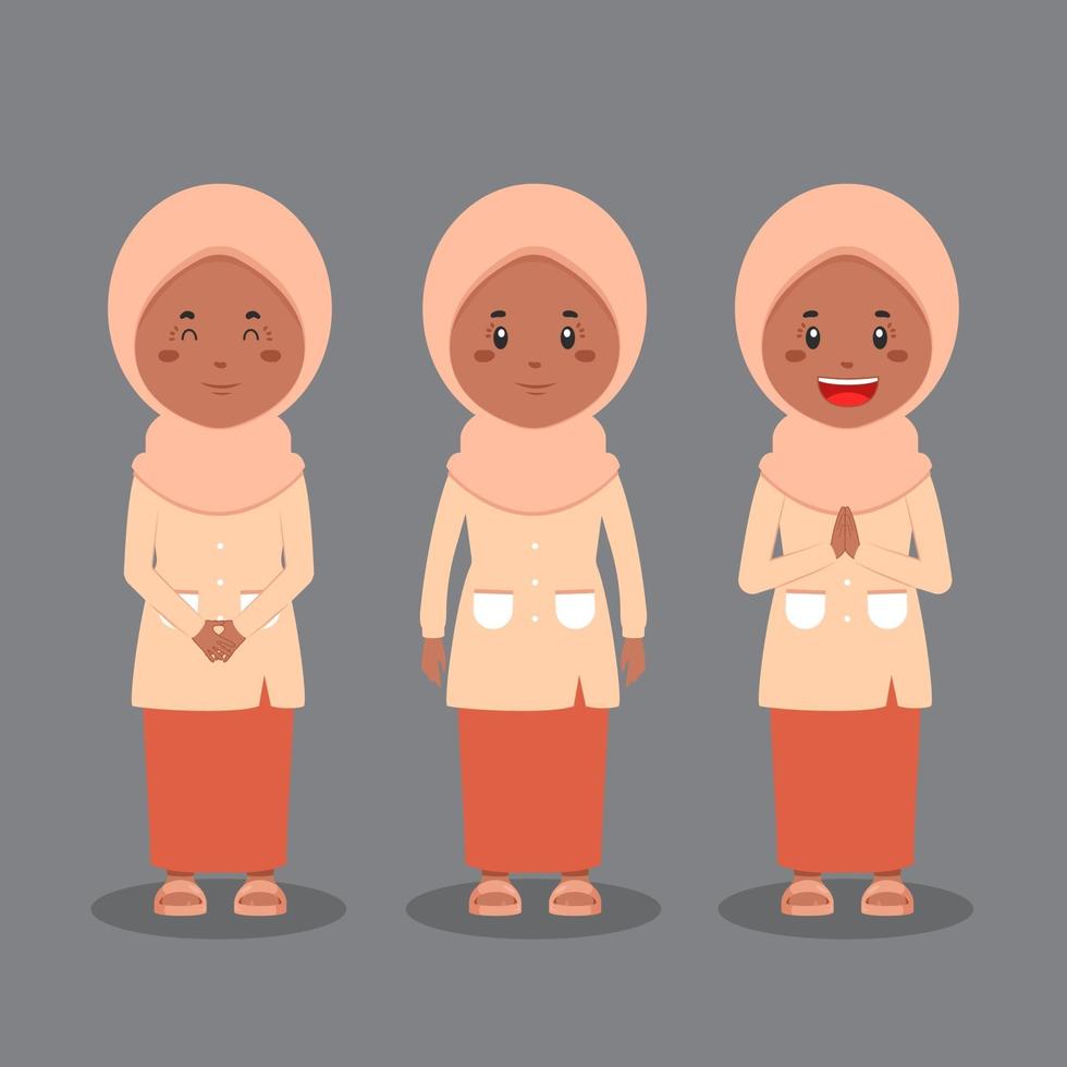 Muslim Character with Various Expression vector