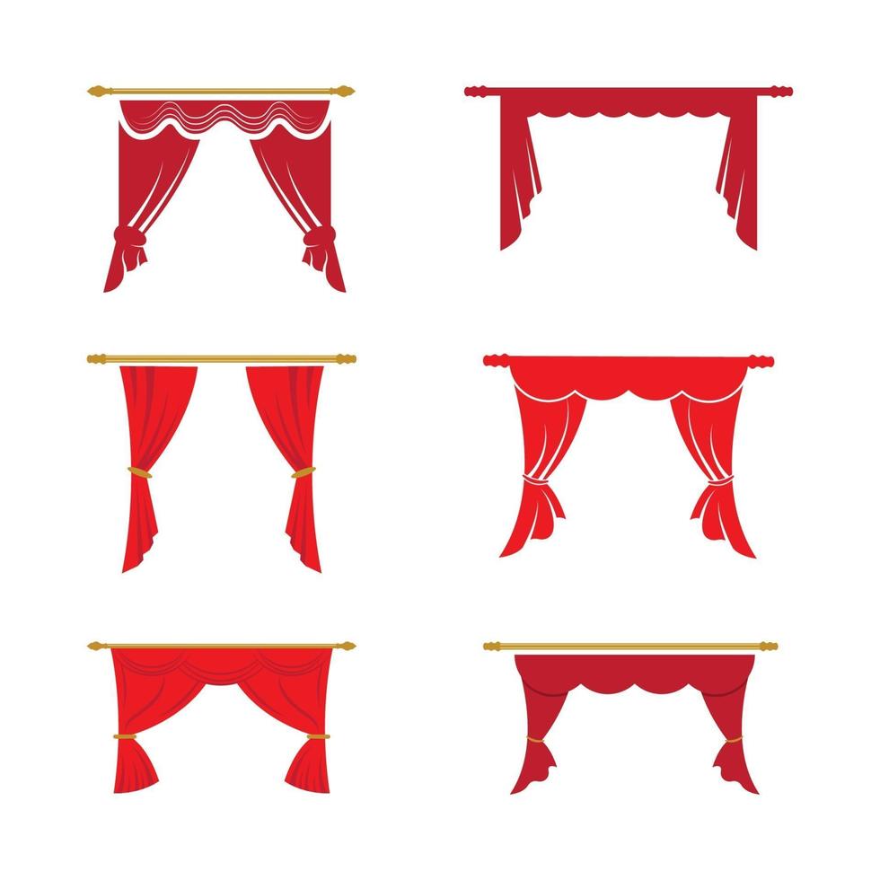 Red curtain cornice decor domestic fabric interior vector