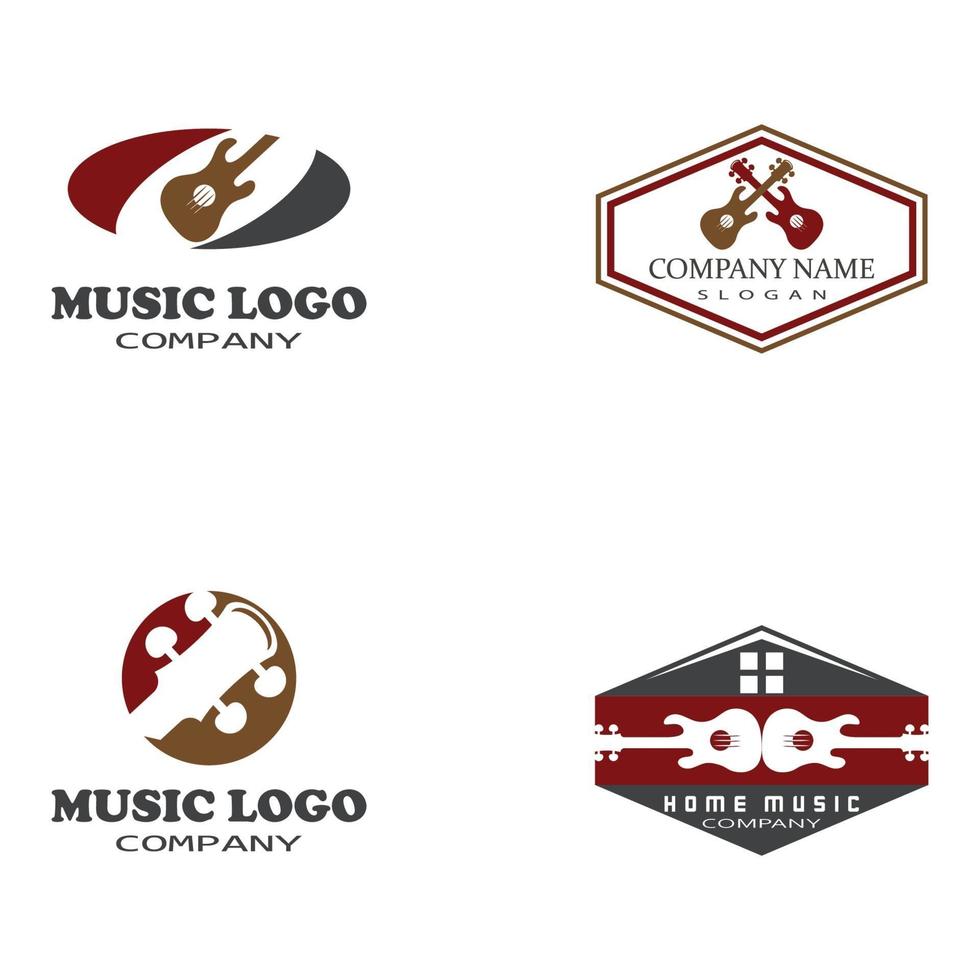 Cross Guitar Music Band Emblem Stamp Vintage Retro logo design vector