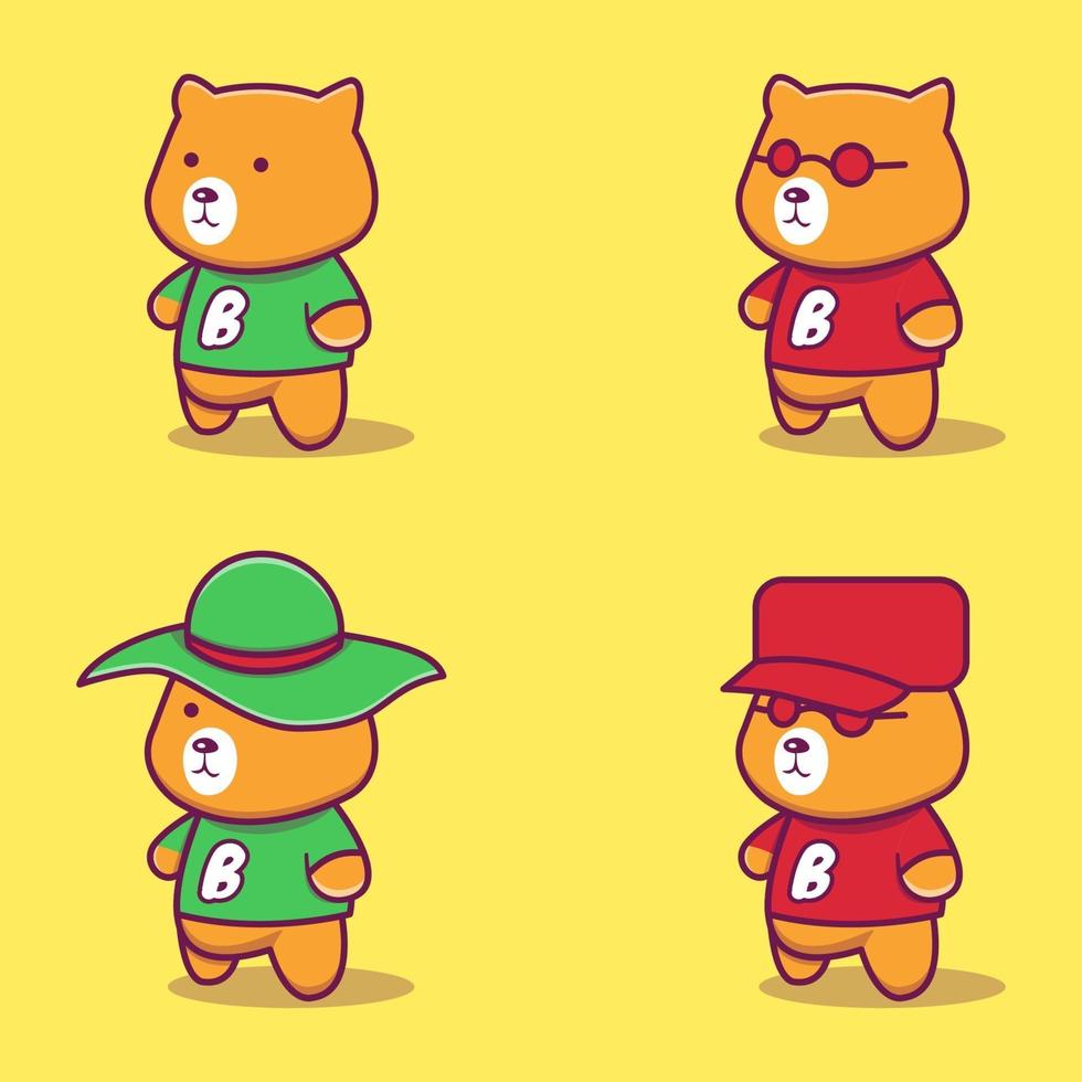 Illustration of a cute bear character wearing a shirt vector