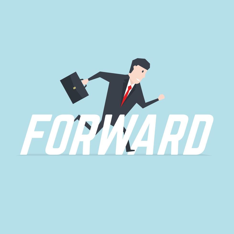 Businessman running with forward message. vector