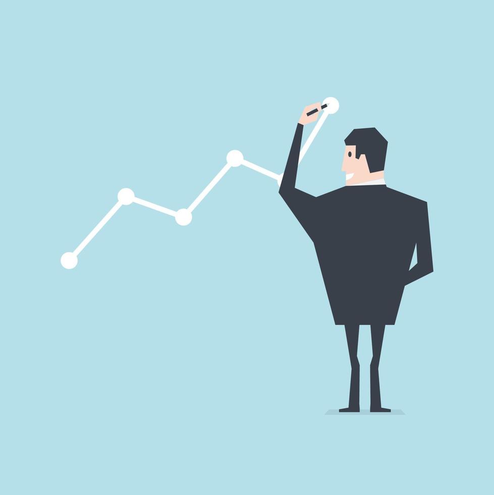 Businessman draws graph of growth. vector