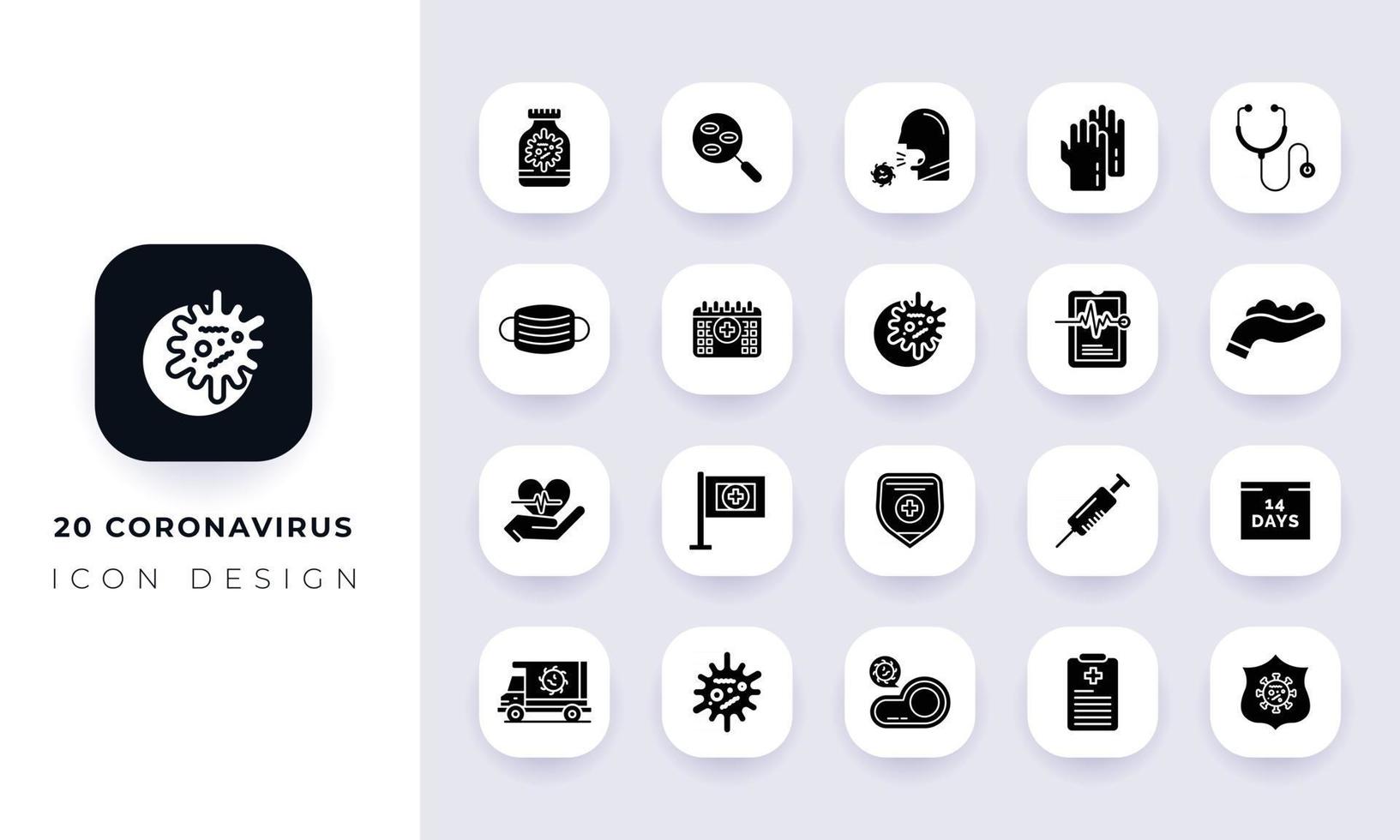 Minimal flat coronavirus icon pack. vector