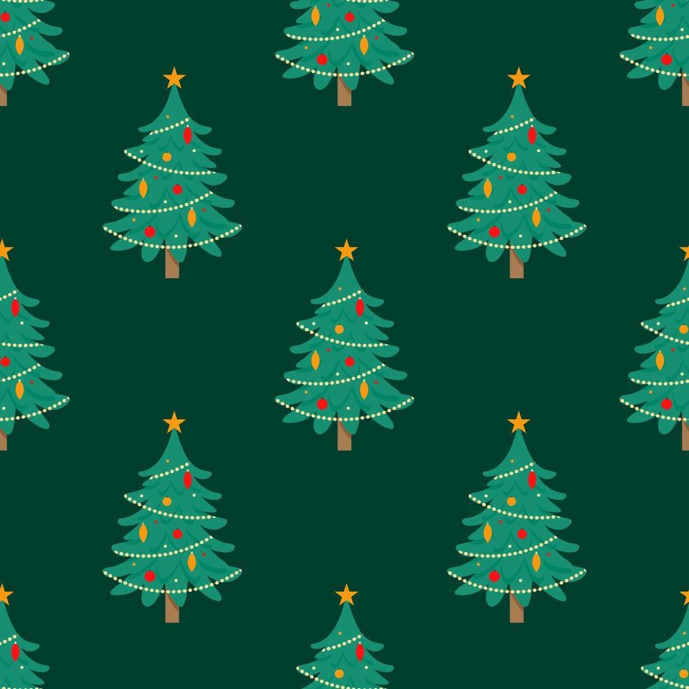 Decorated Christmas Trees Seamless Repeat Pattern vector