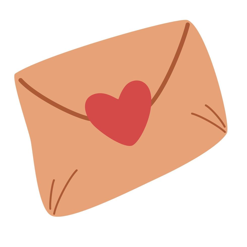 Envelope with a heart. Romantic close envelope with heart symbol. vector