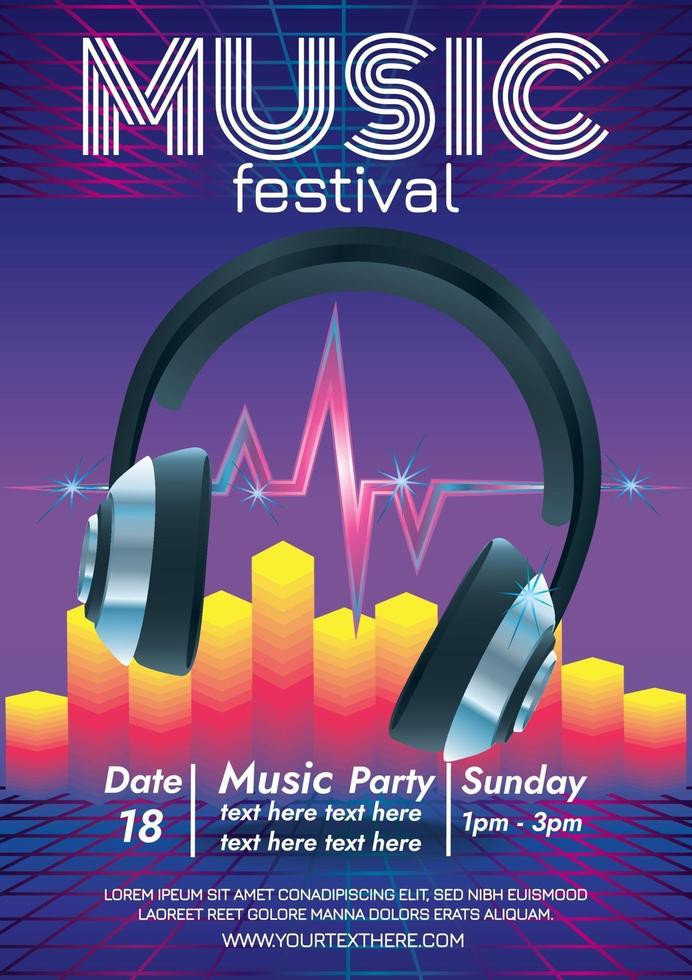 music in town music festival poster for party vector