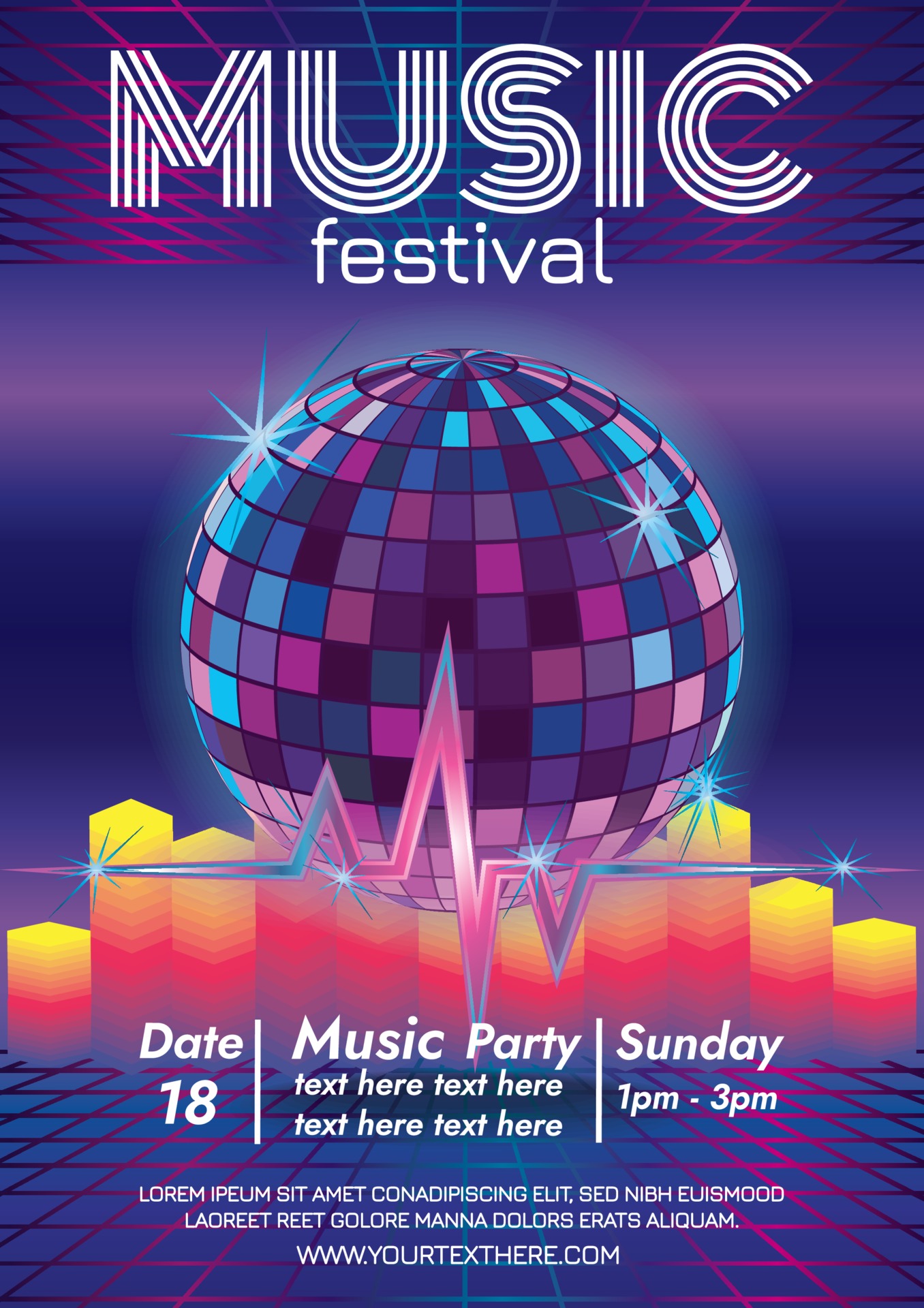 electronic music disco music festival poster for party 3053117 Vector