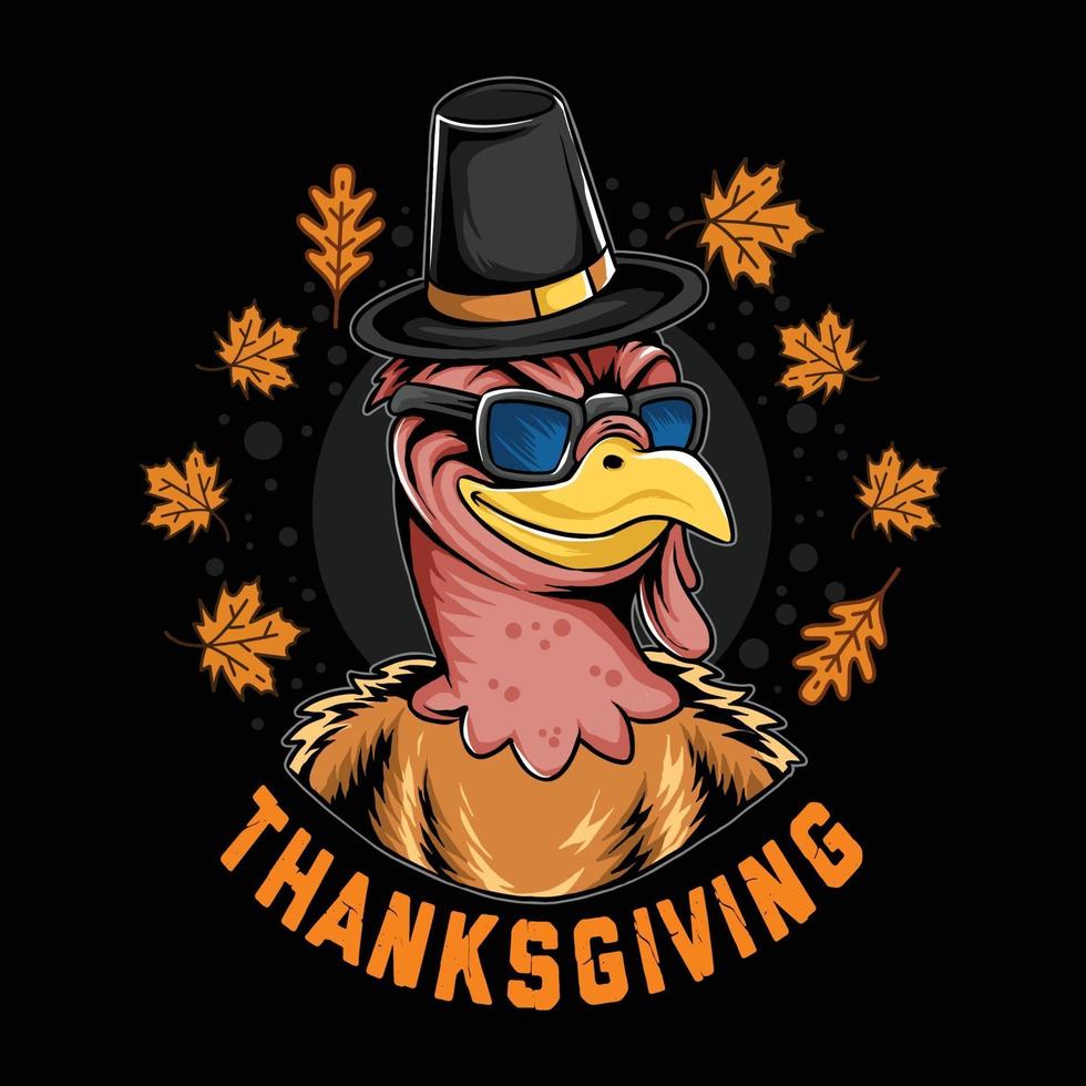 Thanksgiving holiday turkey wearing sunglasses and cute hat vector