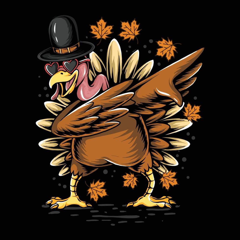 Thanksgiving day turkey dancing dabbing style vector