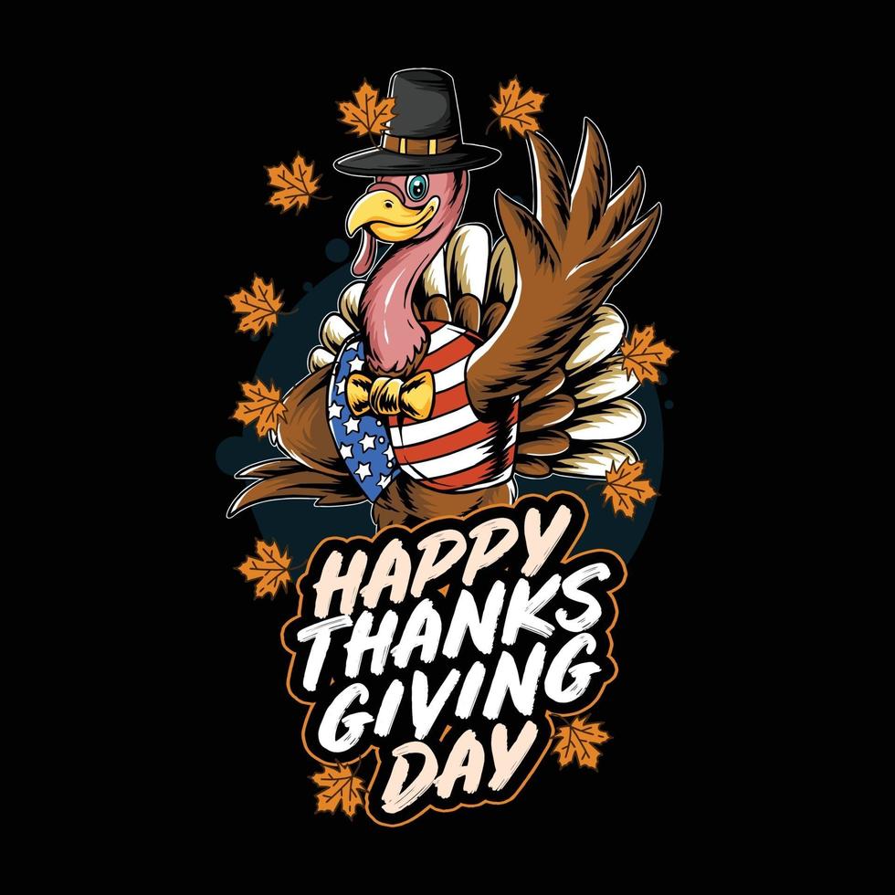 thanksgiving turkey turkey in USA flag costume vector