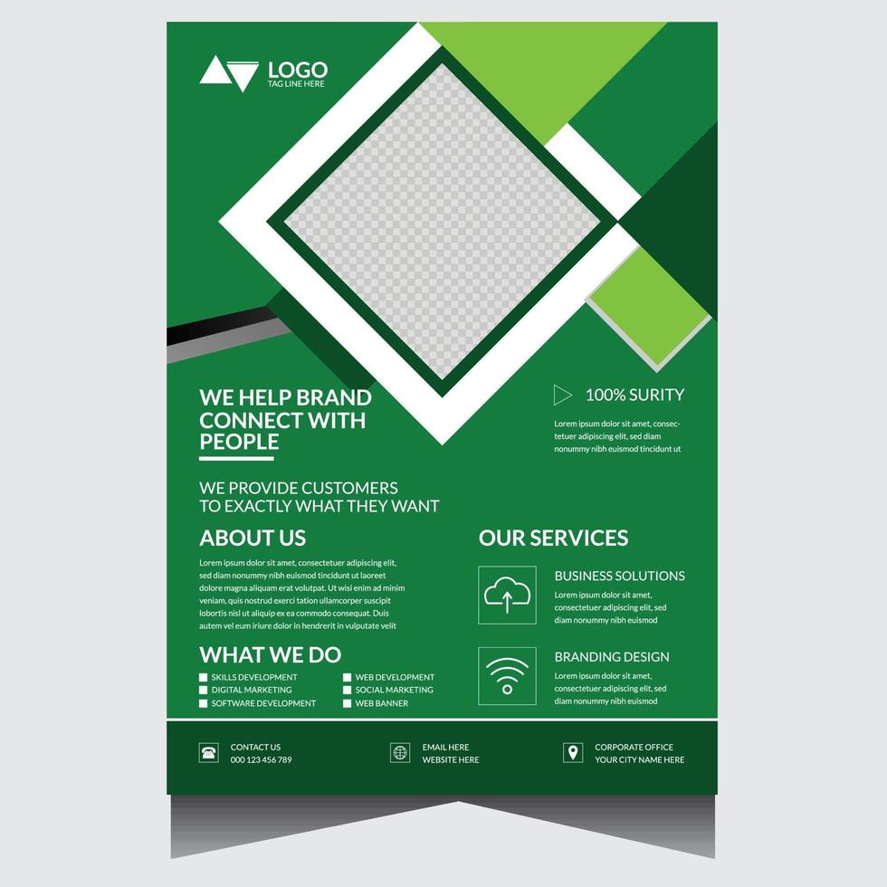 Green creative corporate business agency flyer design template vector