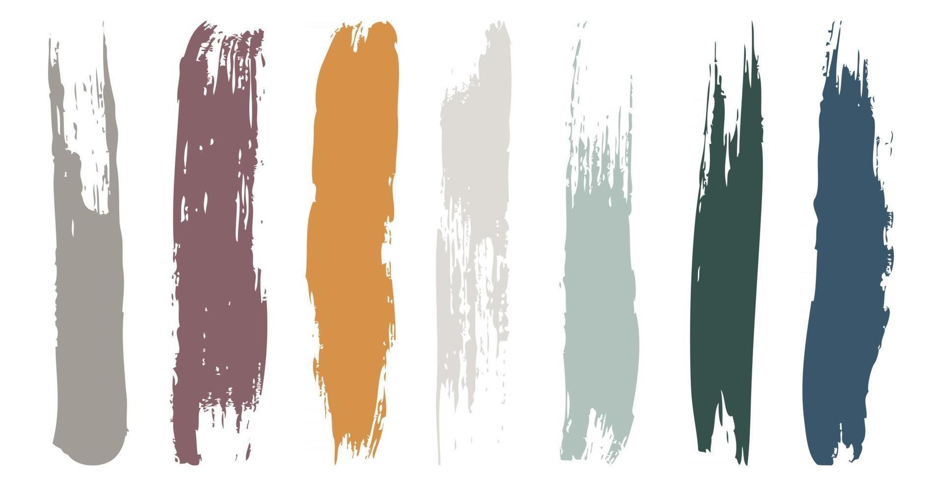 Various strokes of color paint on white background - Vector