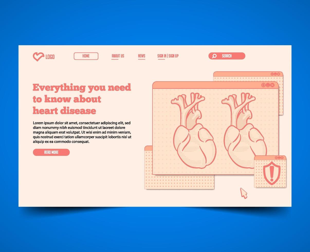 Minimal with illustration landing page web template vector