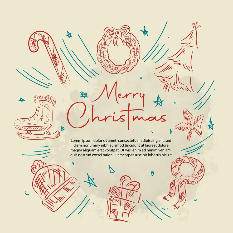 elemento de doodle de fondo de diseño de navidad vector