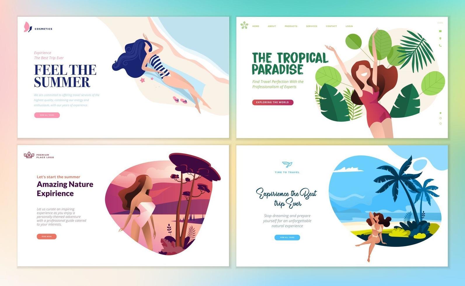 Set of Flat Design Web Page Templates vector