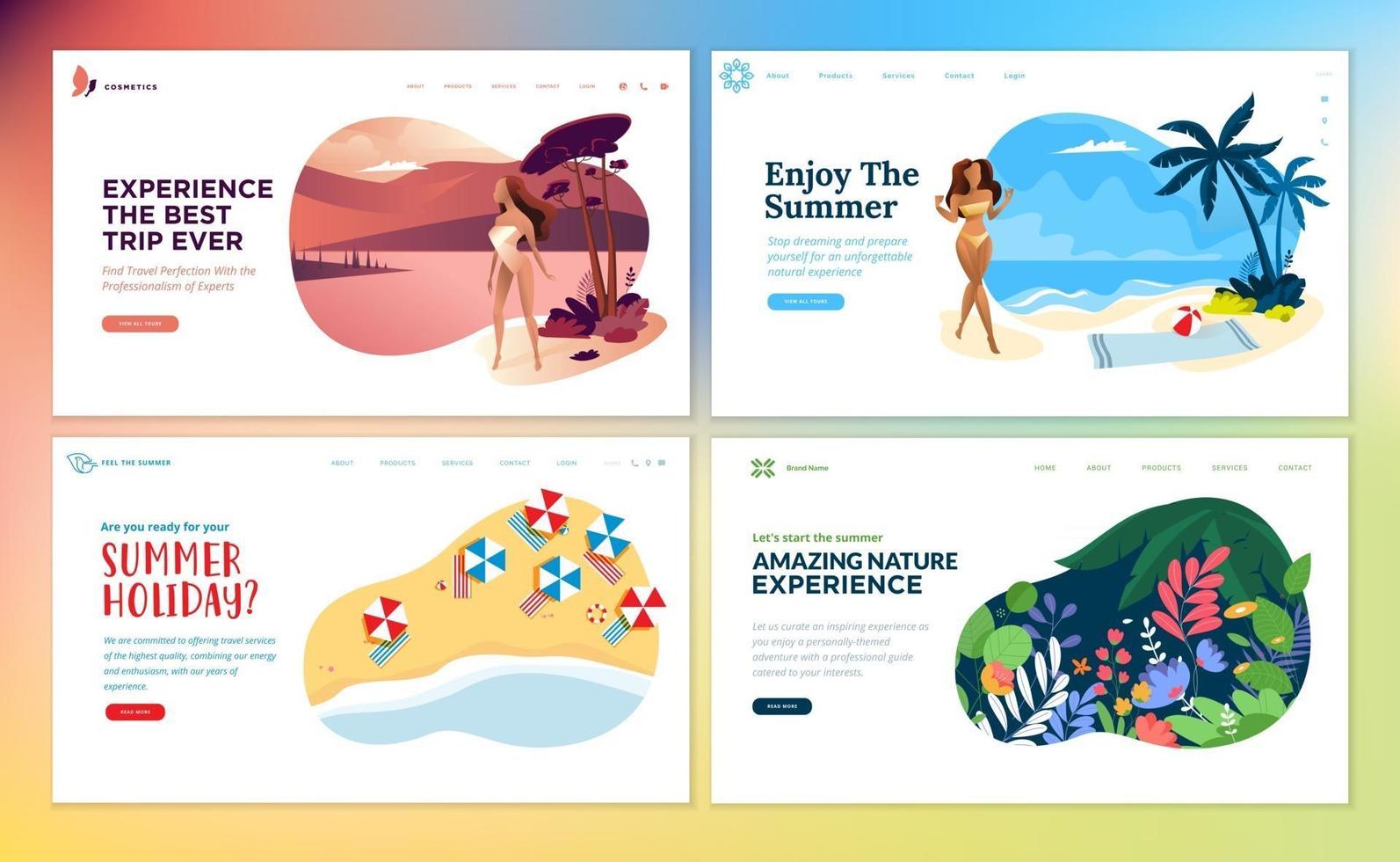Set of Flat Design Web Page Templates vector