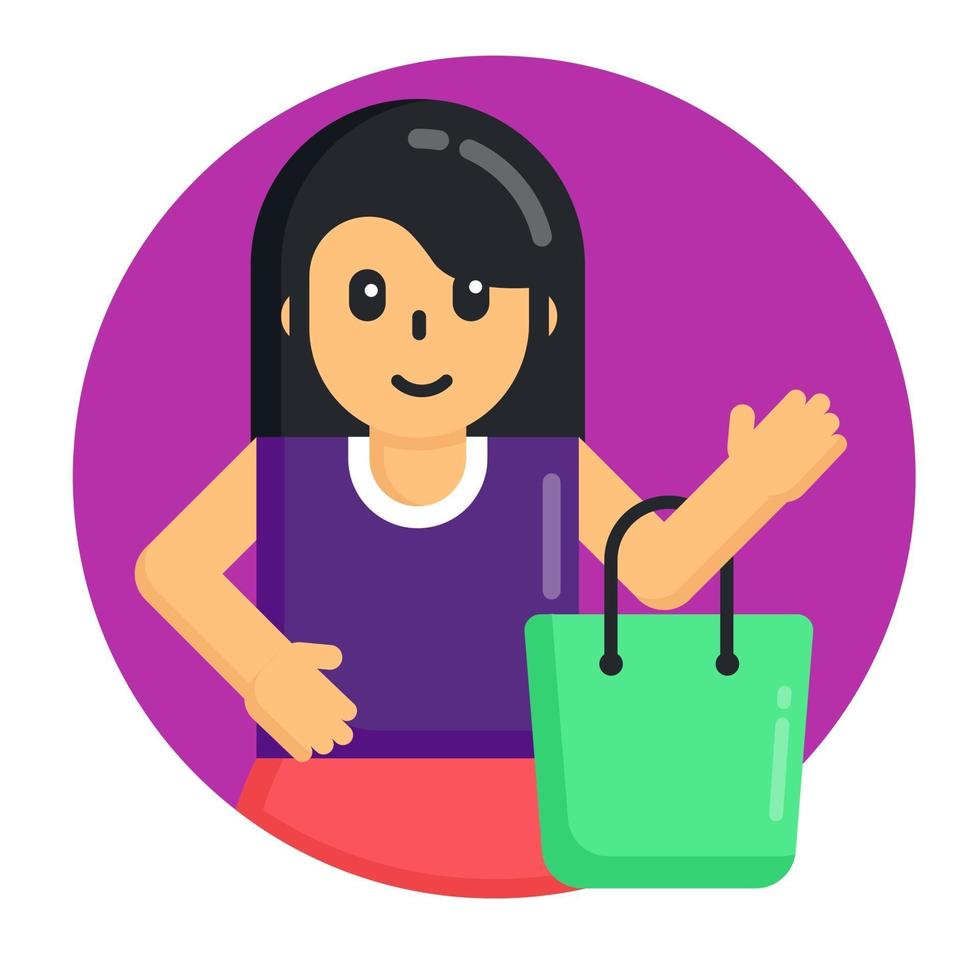 chica de compras con bolsa vector