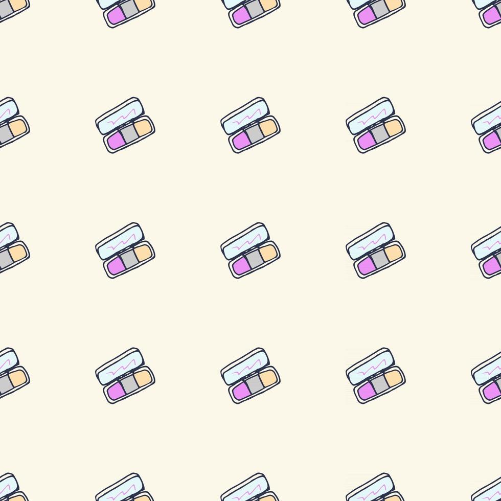 Seamless pattern with hand drawn pallets beauty items vector