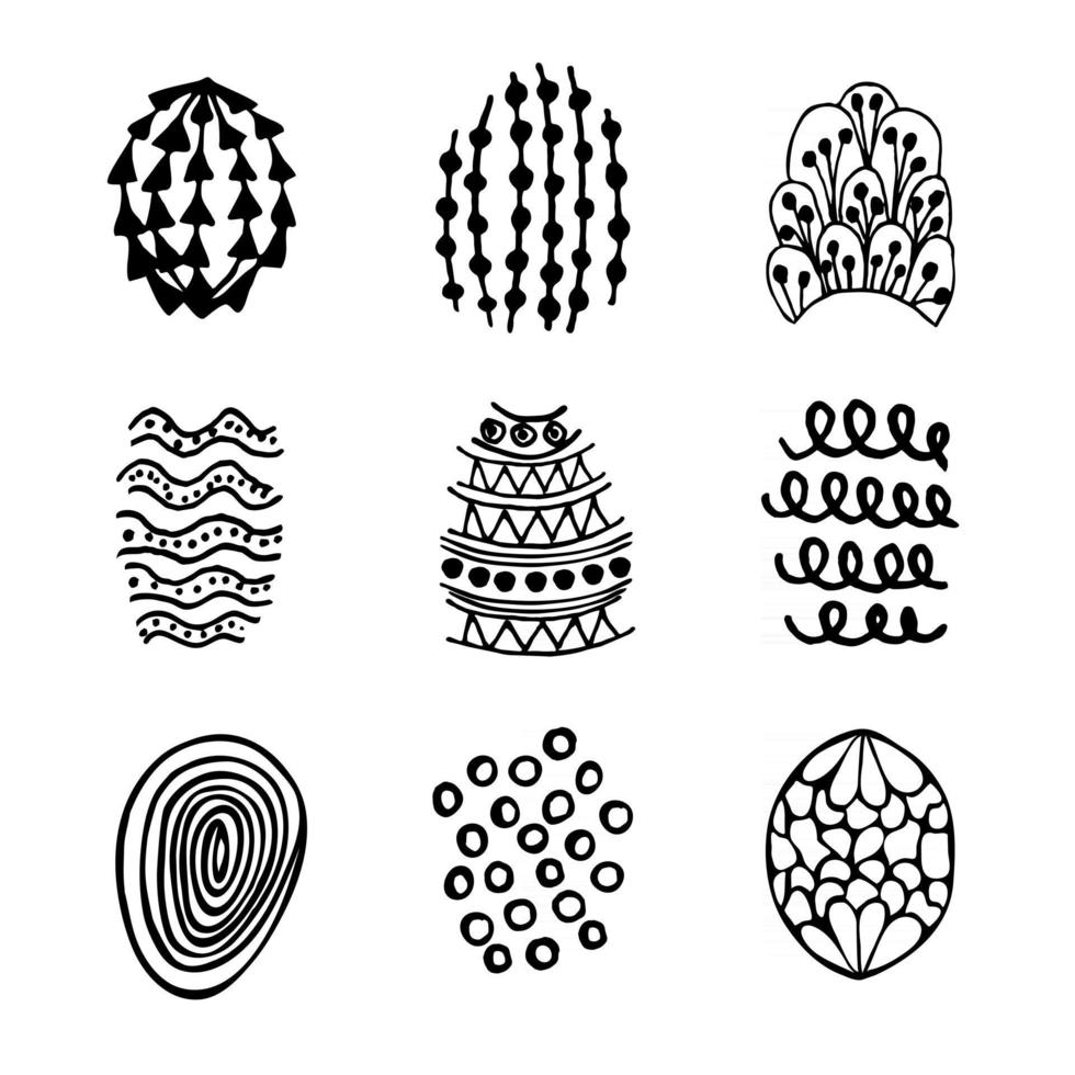 Set of 9 hatching hand drawn elements vector