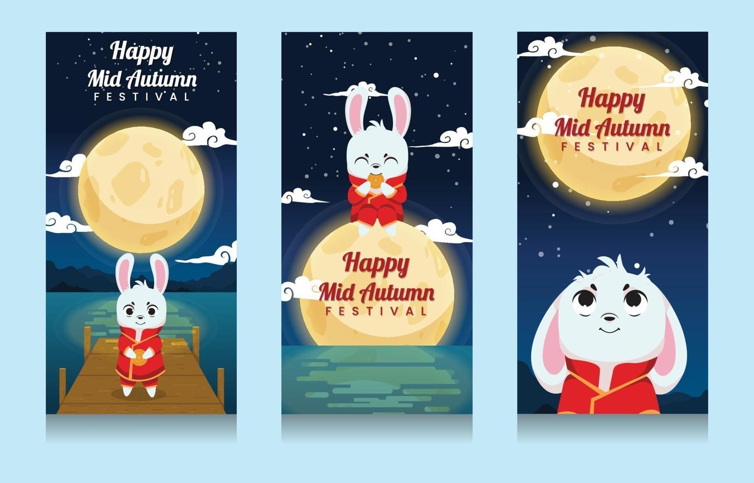 Mid Autumn Festival Rabbit Banner Vertical vector