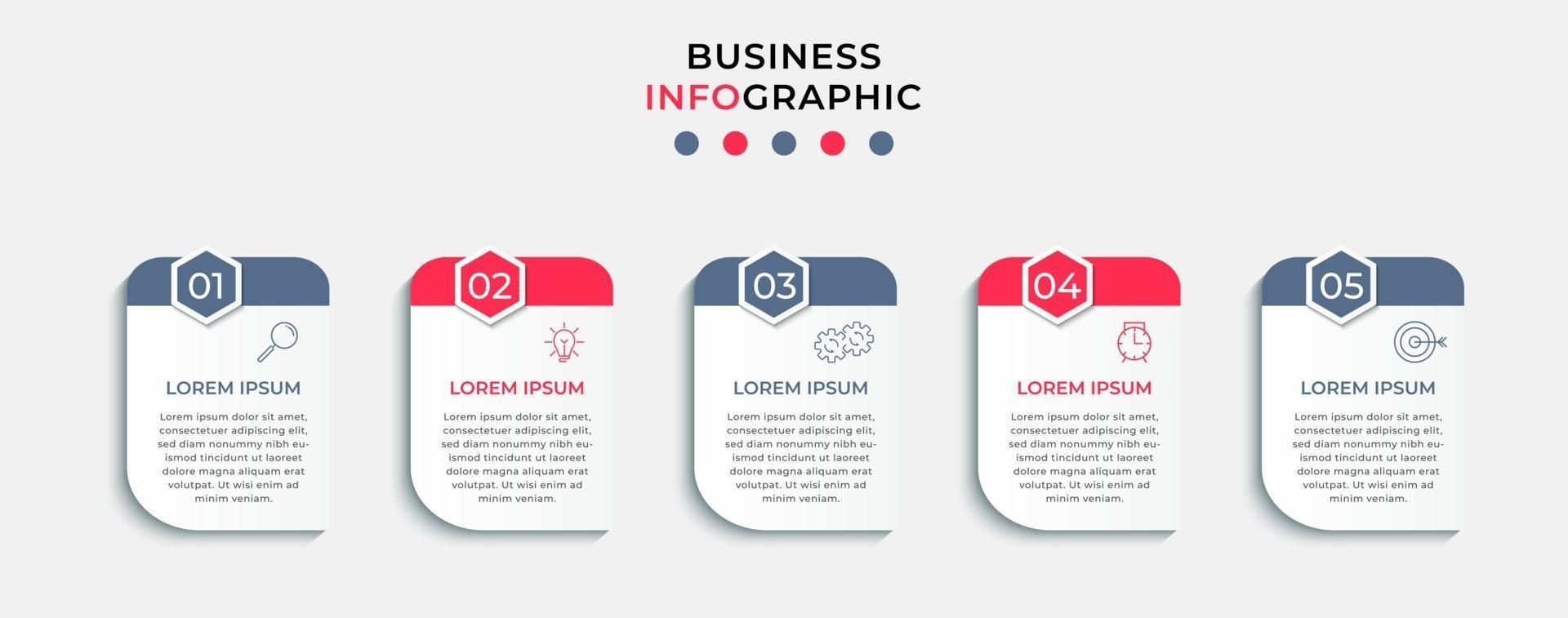 Infographic design template with icons and 5 options or steps vector