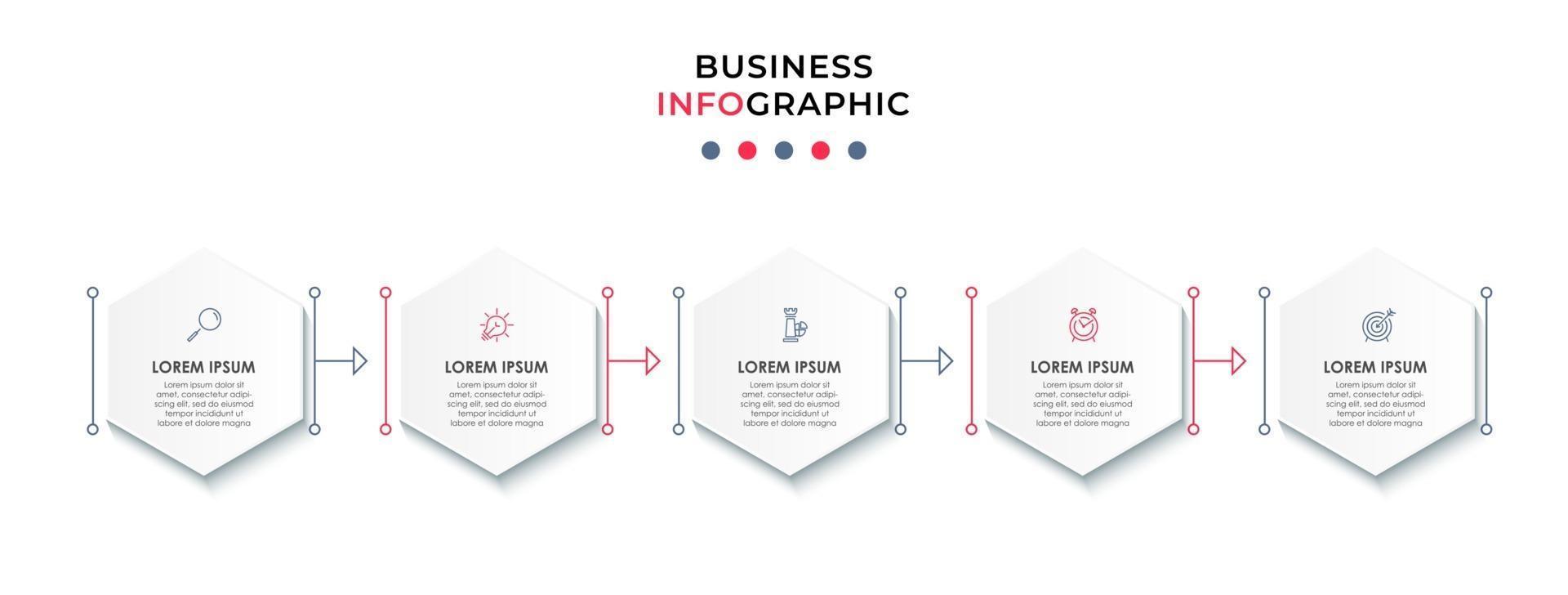 Infographic design template with icons and 5 options or steps vector