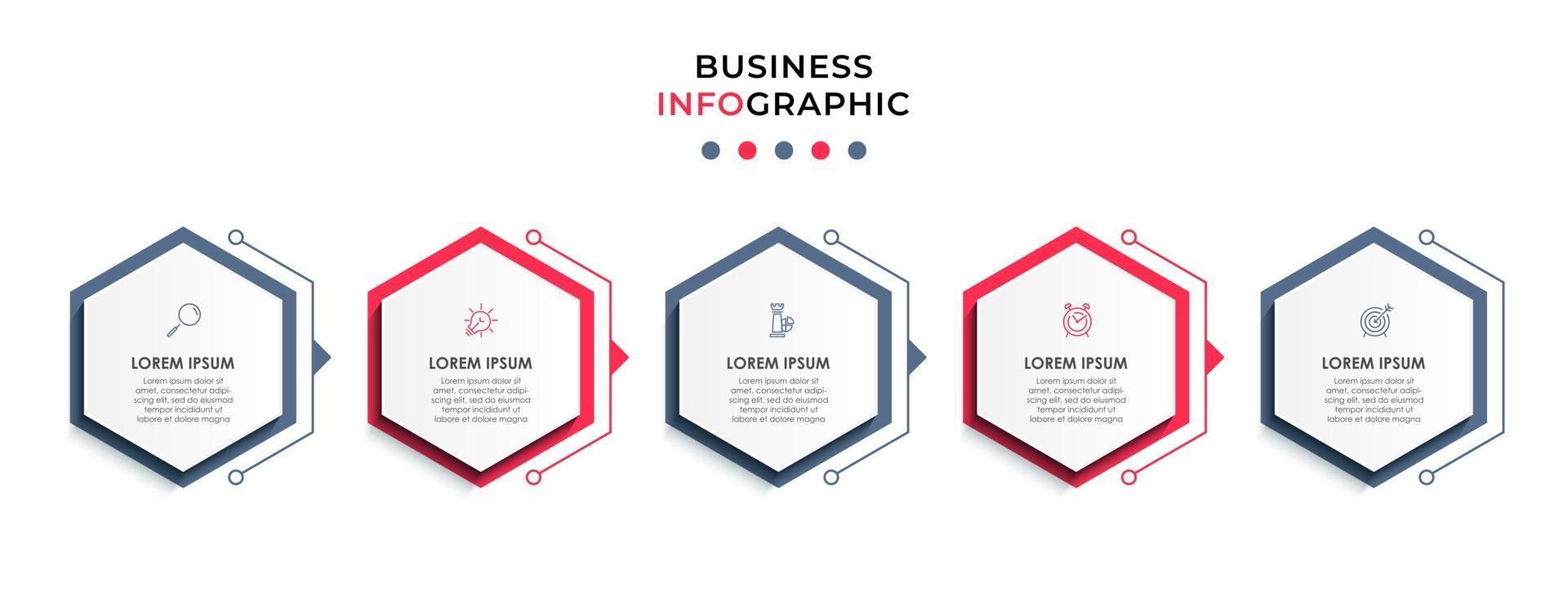 Infographic design template with icons and 5 options or steps vector