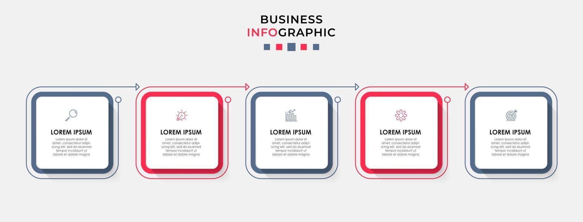 Infographic design template with icons and 5 options or steps vector