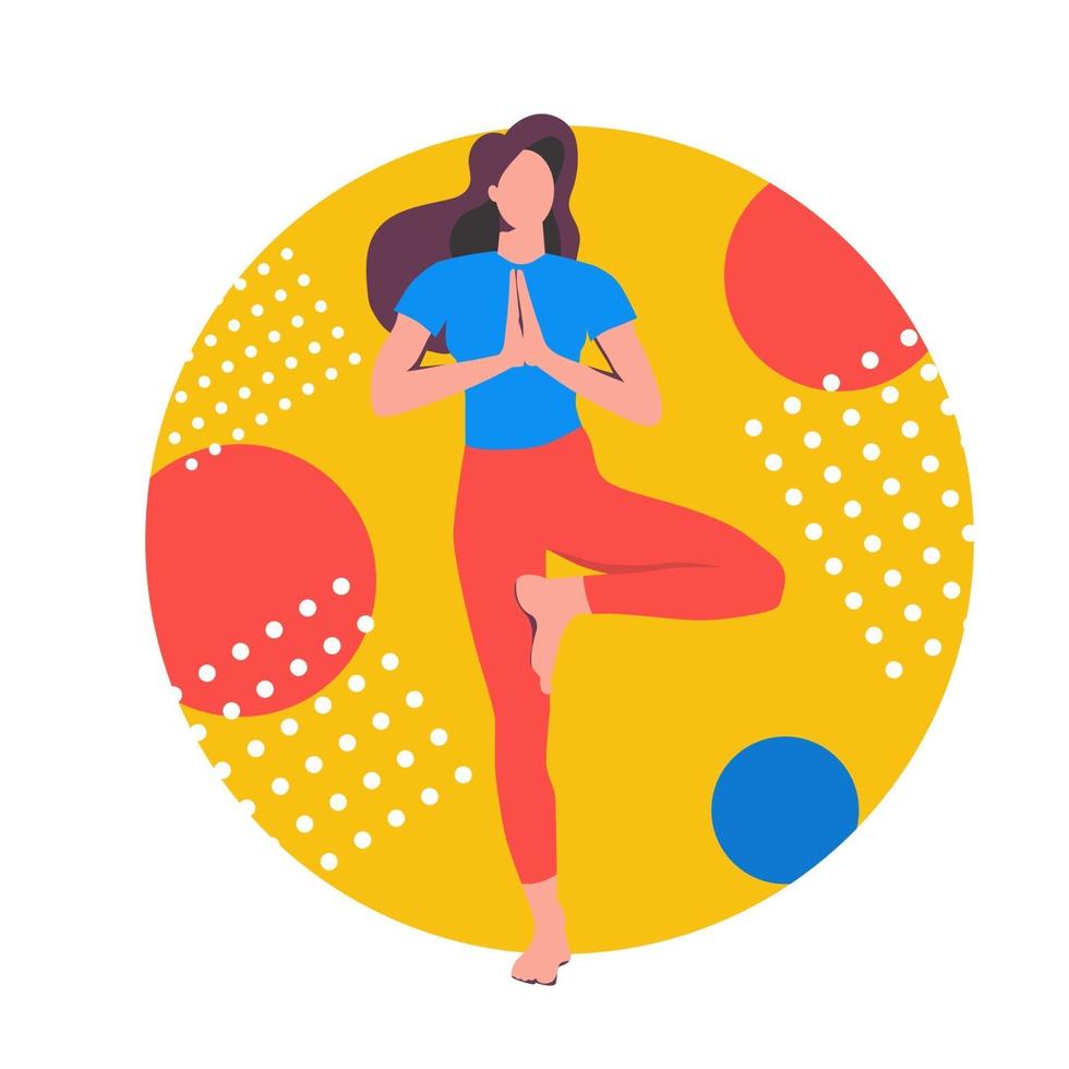 Yoga online. Girl coach conducts a lesson live. Concept for yoga vector