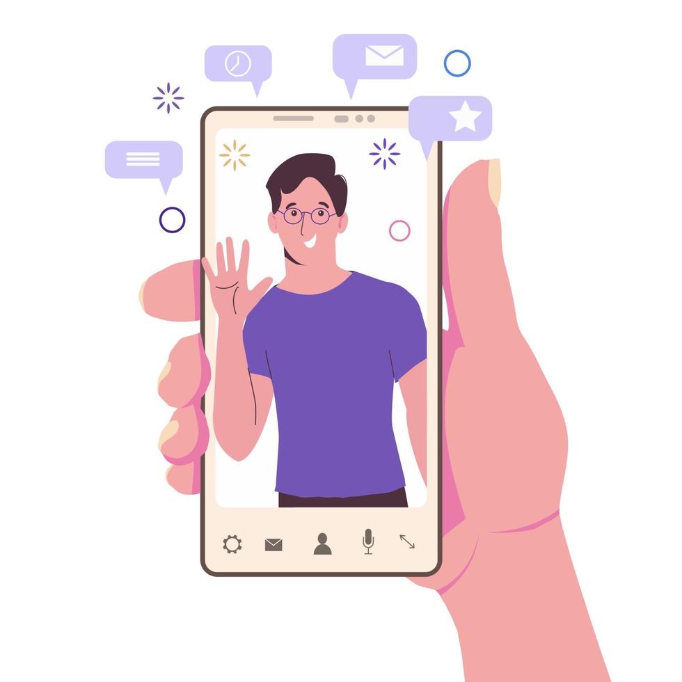un teléfono inteligente con una lista de contactos. chatear con amigos, chateando con amigos vector