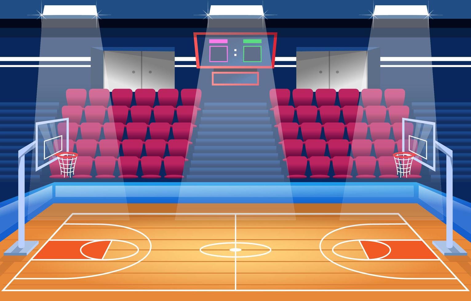 fondo de dibujos animados del estadio interior de baloncesto vector