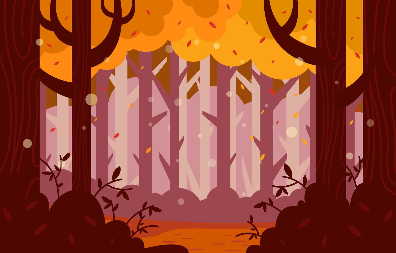 fondo de paisaje de bosque plano de otoño vector
