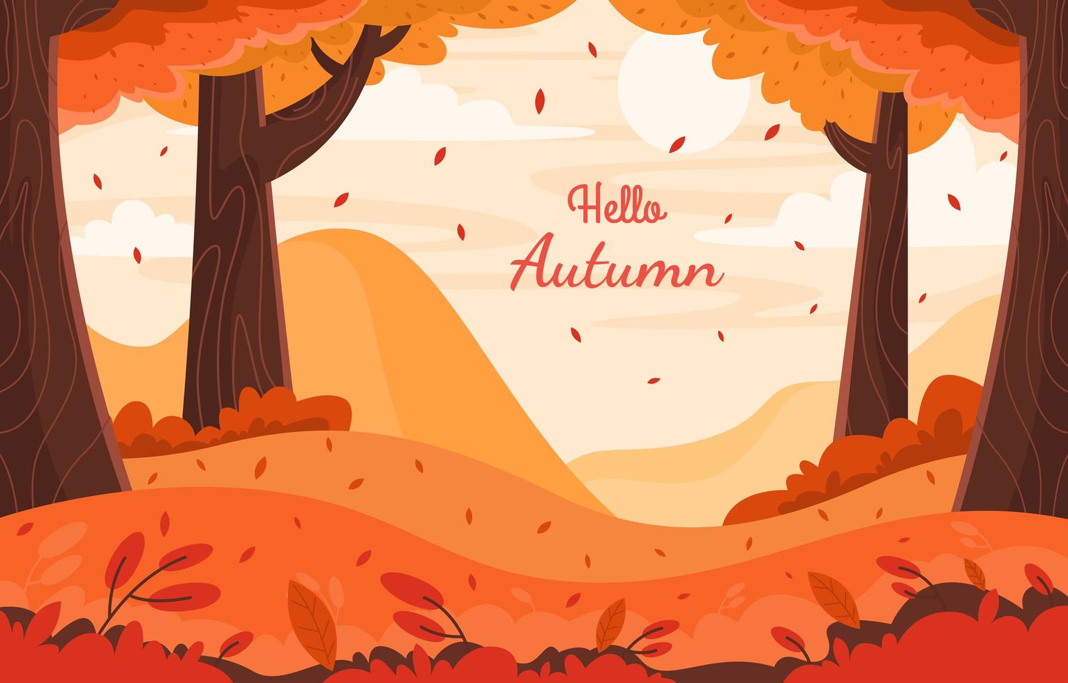 fondo de paisaje de otoño natural cálido vector