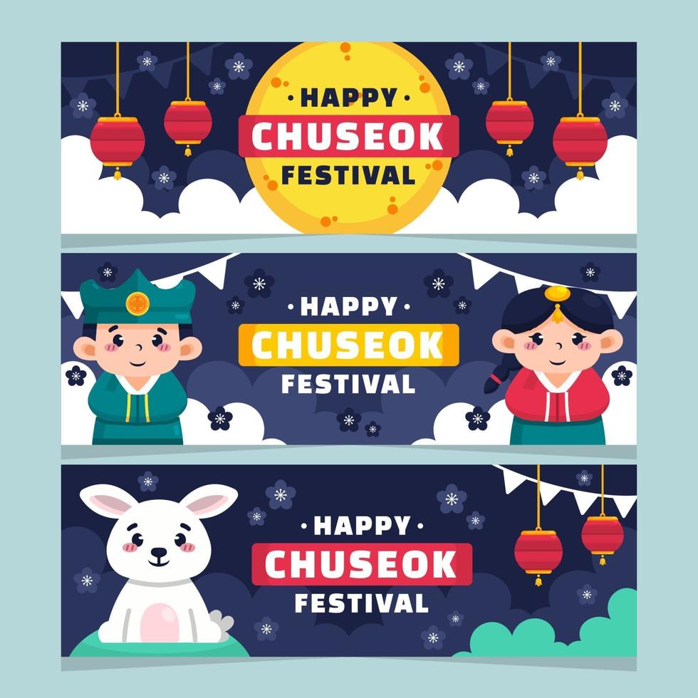 conjunto de lindas pancartas chuseok vector