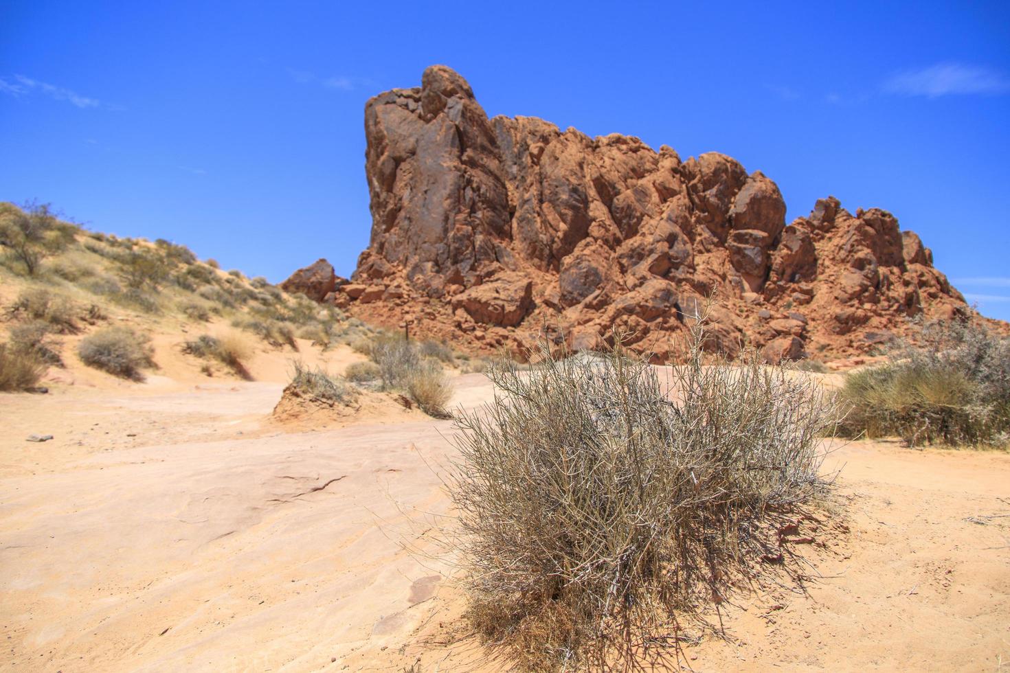 Colorful rocks on a desert mountain landscape photo