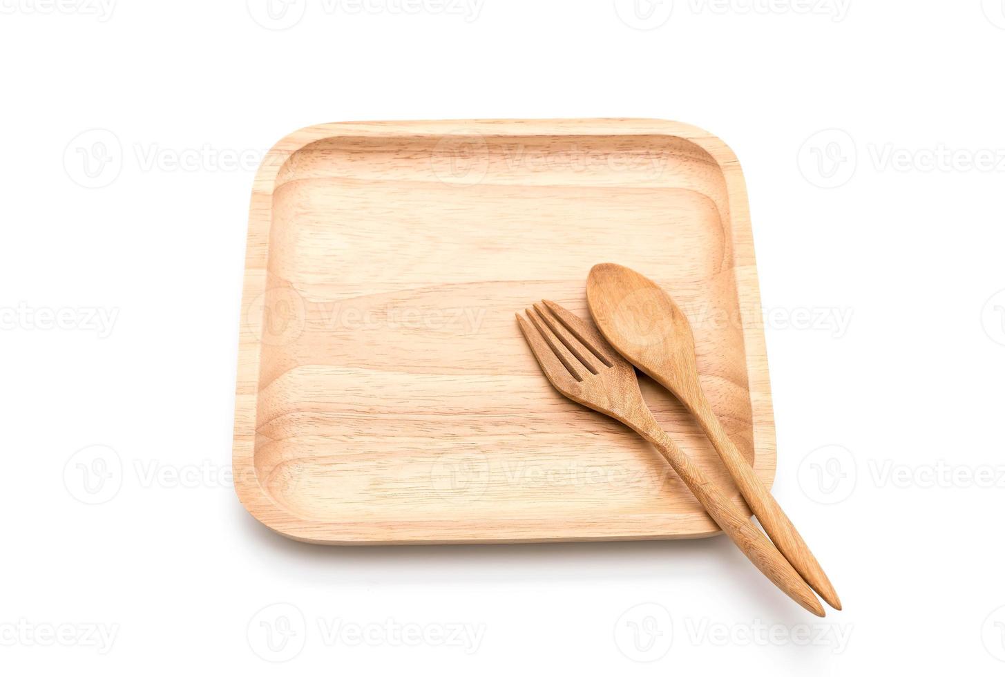 Wood plate on white background photo