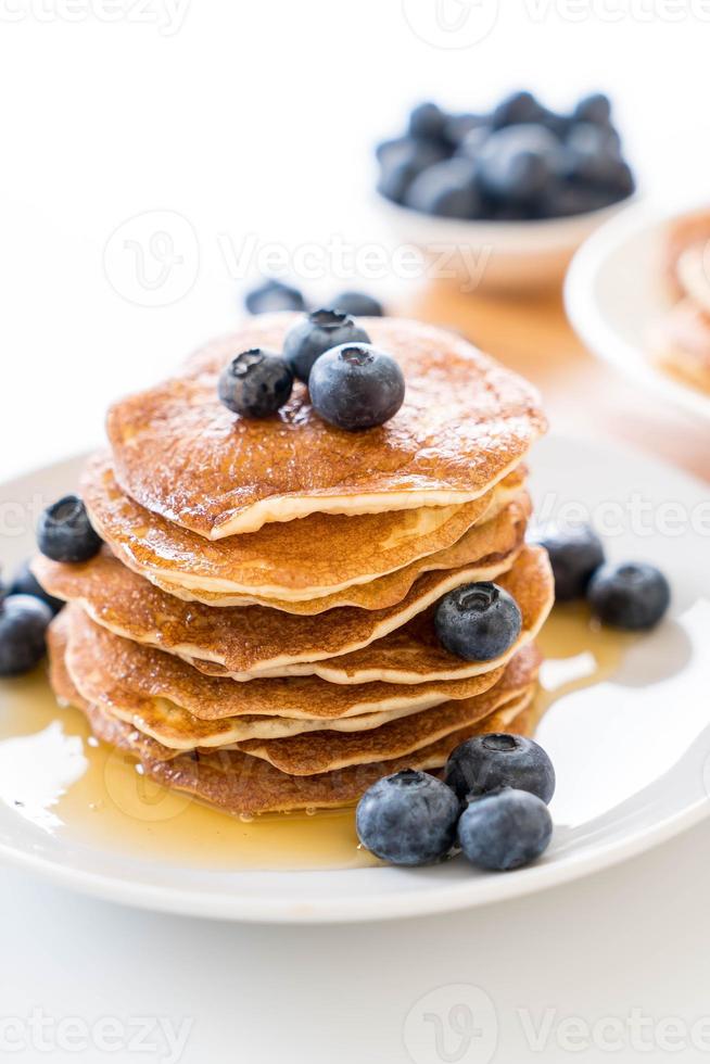 Stack of pancakes with fresh blueberry photo