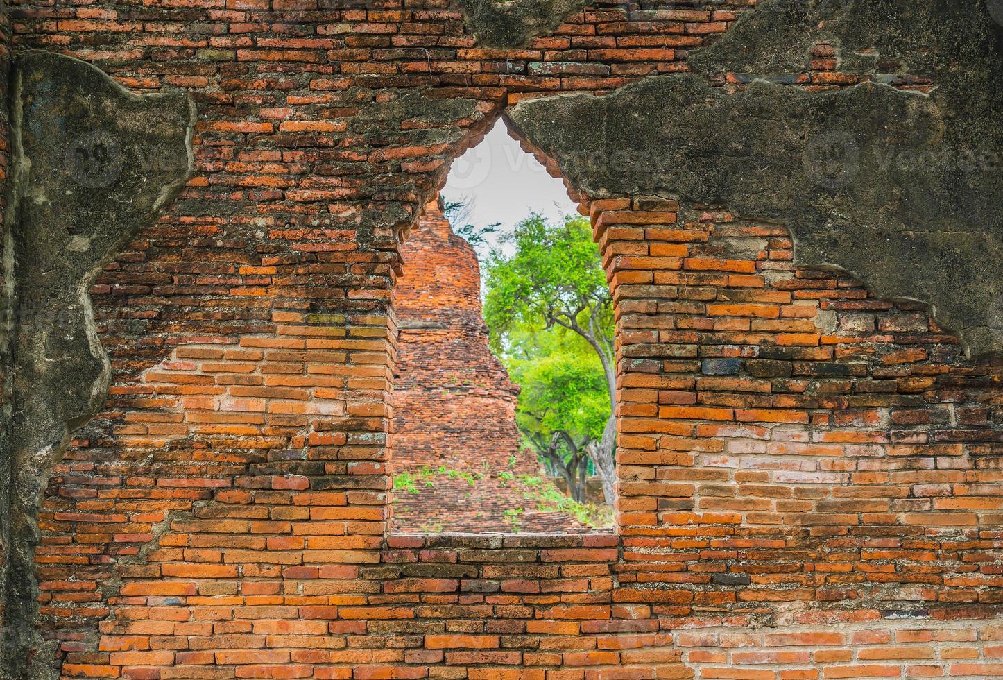 Beautiful old architecture historic of Ayutthaya in Thailand - boost up color processing style photo