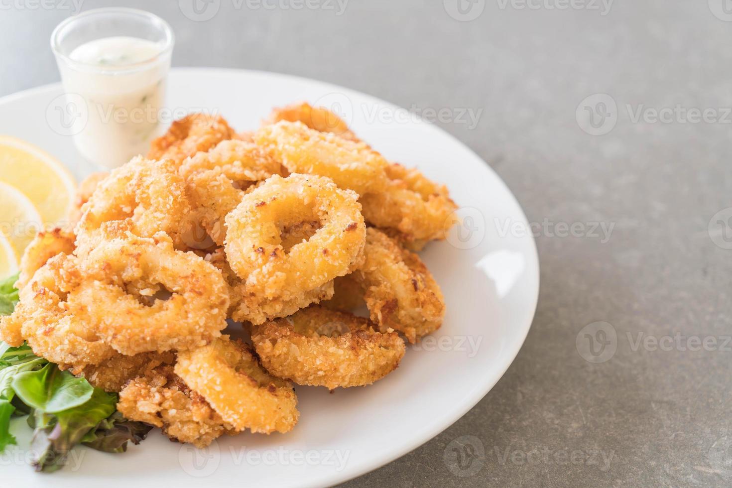 Fried squid calamari rings photo