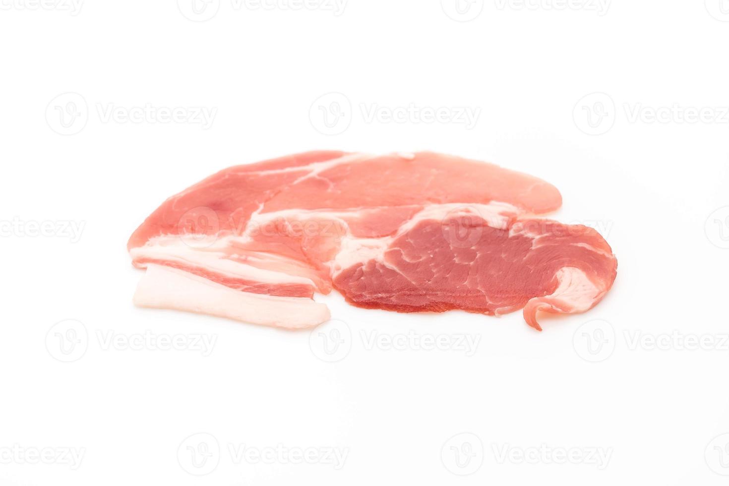 Fresh pork sliced on white background photo