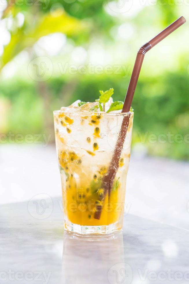 Passion fruit with soda mint photo