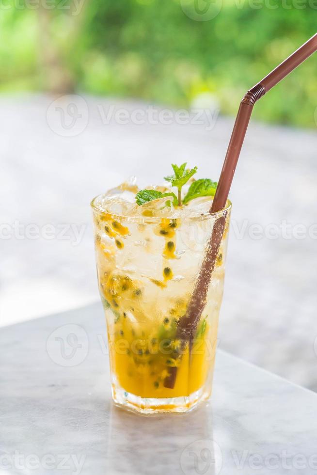 Passion fruit with soda mint photo